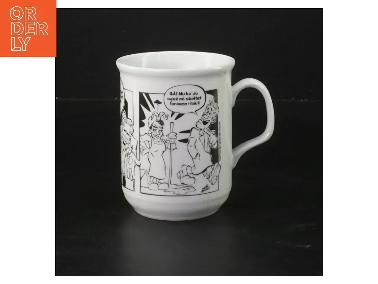 Billede 1 - Porcelænskrus med tegneserie (str. Ø 7,5 cm højde 10 cm)