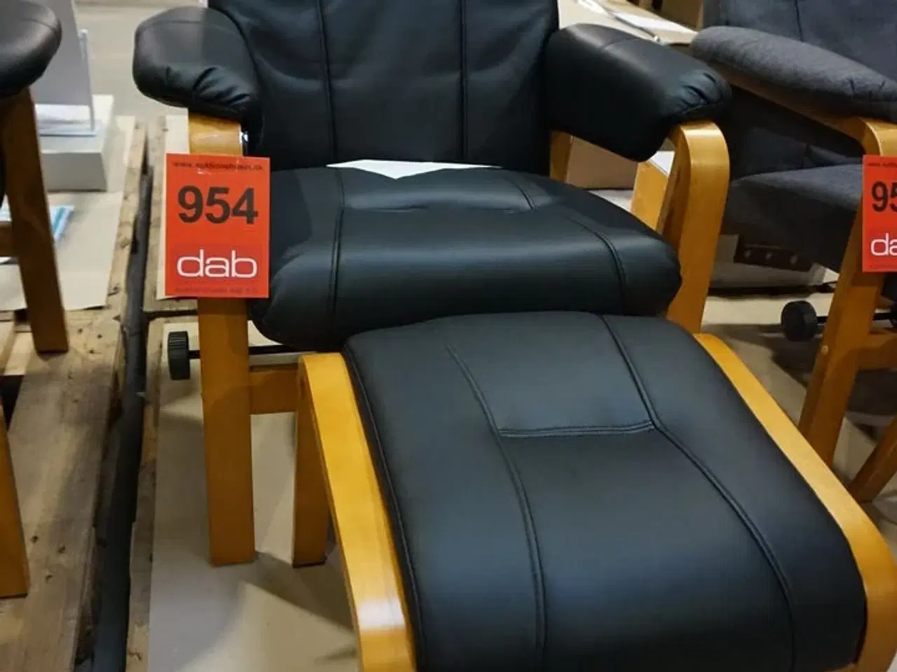 Billede 5 - Otium lænestol inkl. fodskammel - sort PU-læder