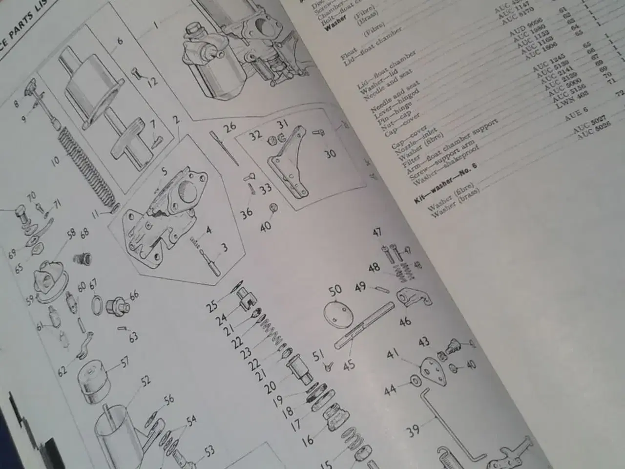 Billede 2 - SU-Carbutator Service Parts List