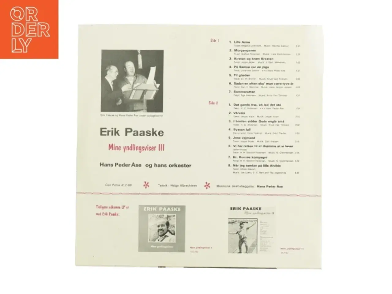 Billede 2 - Erik Paaske - Mine yndlingsviser III LP