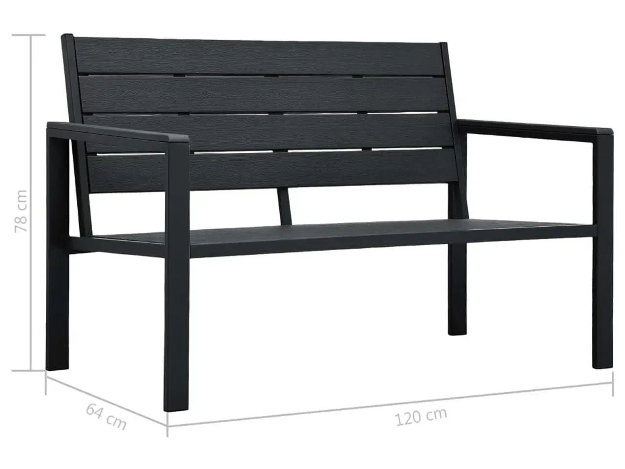 Billede 6 - Havebænk 120 cm HDPE trælook sort
