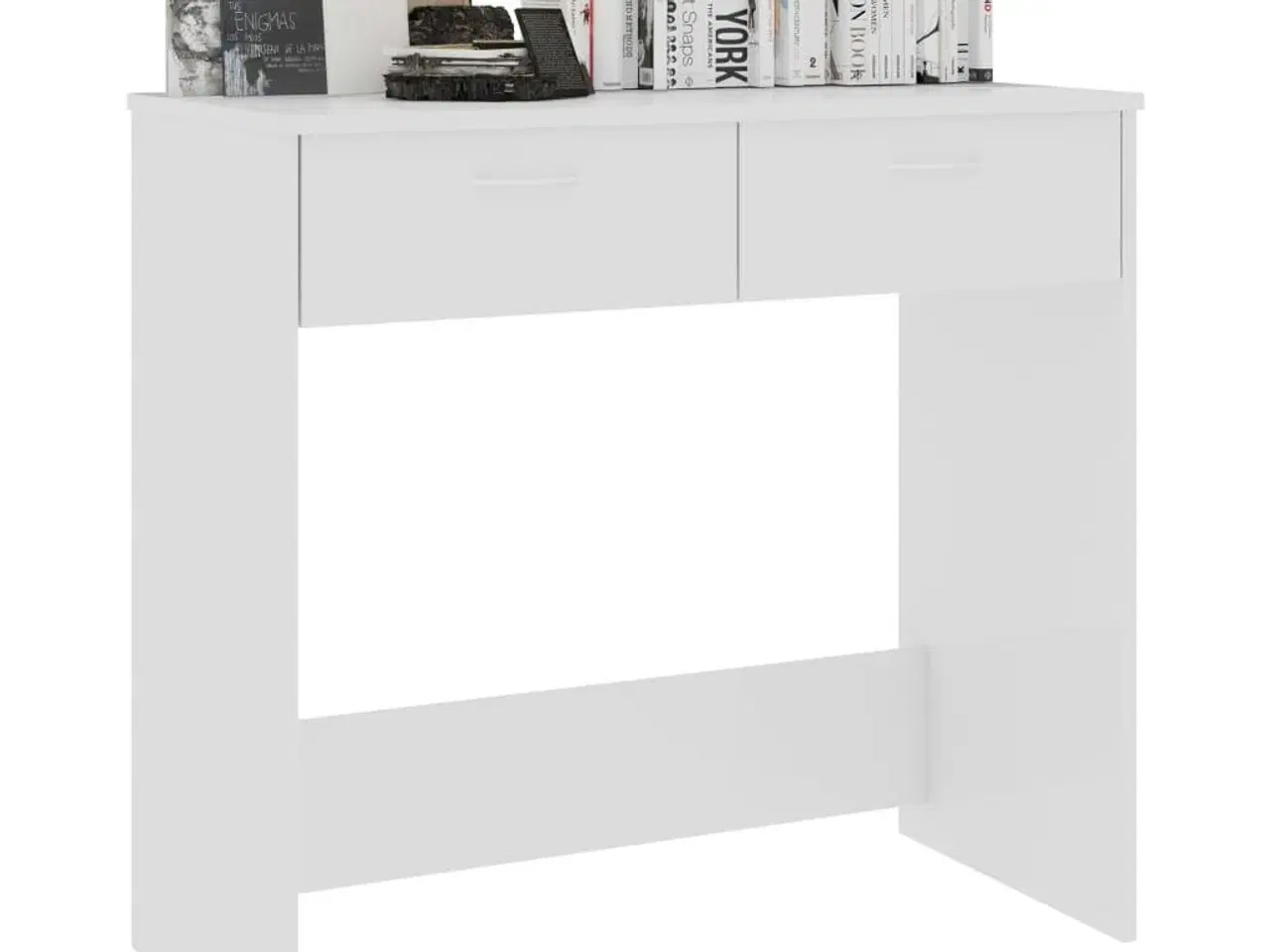 Billede 3 - Skrivebord 80x40x75 cm konstrueret træ hvid højglans