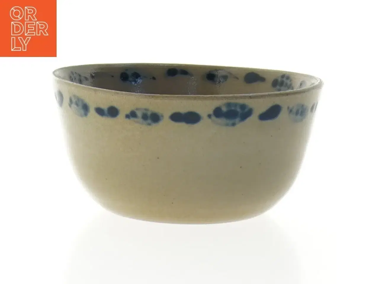 Billede 1 - Håndlavet Saltglaseret Keramikskål med blåt mønster (str. 13 x 6 cm)