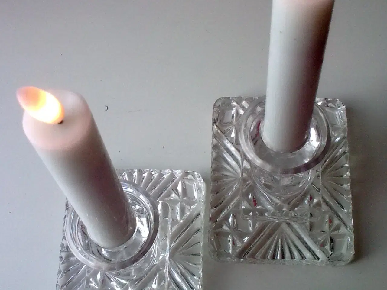 Billede 9 - Kronelys glas facet stage & 2 vintage skåle