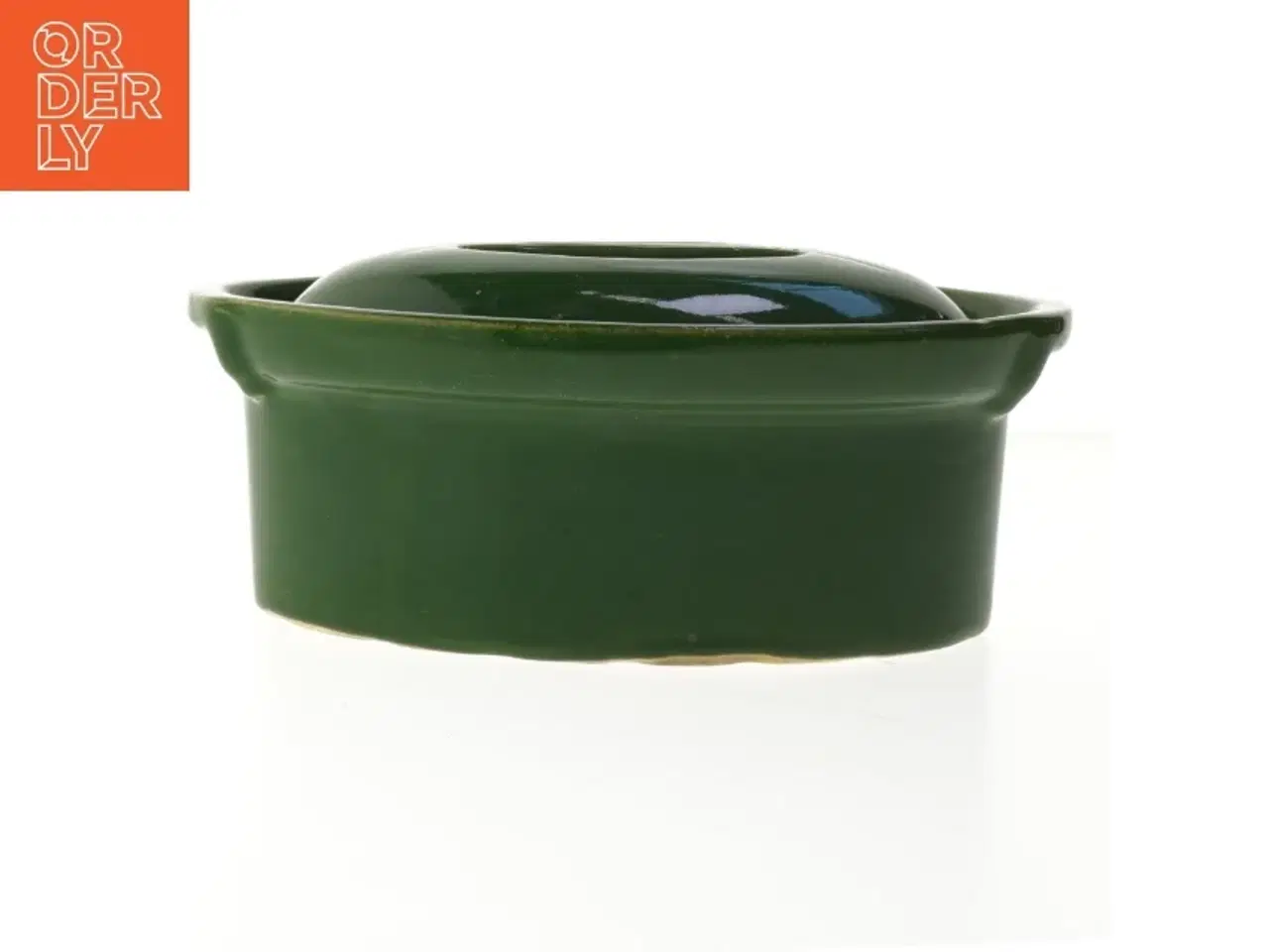 Billede 1 - Grøn keramisk fad med låg (str. 22x13,5 cm)