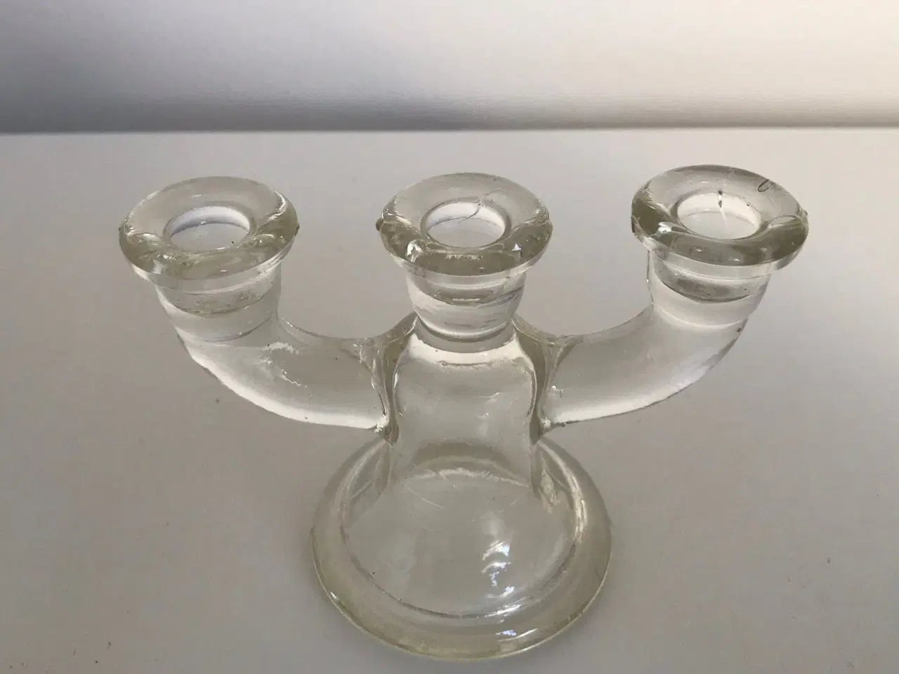 Billede 2 - 3 armet lysestage i klart glas