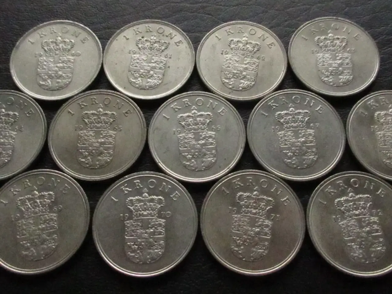 Billede 1 - 1 kr 1960-1972 Fr. IX komplet sæt møntskær