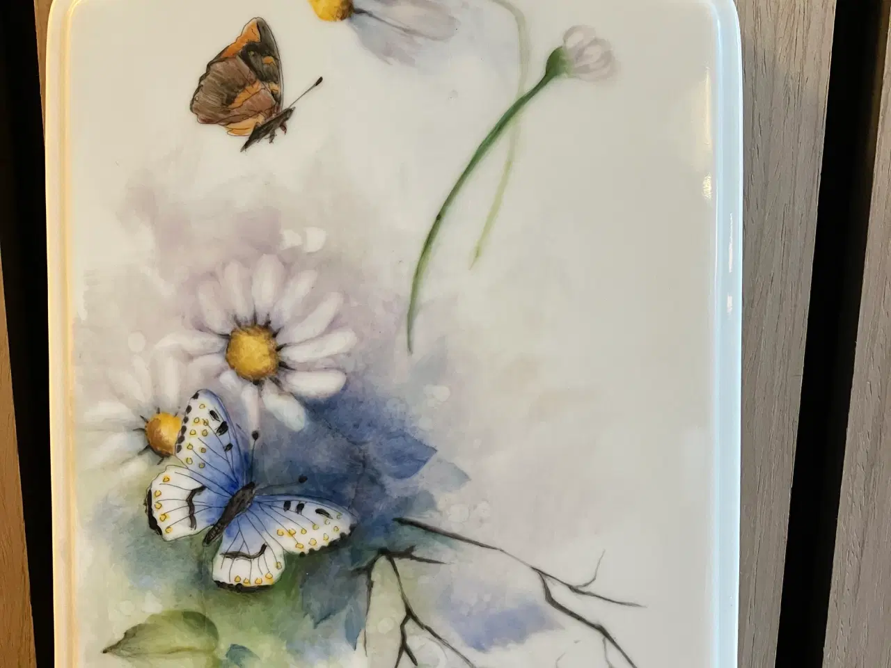 Billede 2 - Dekorativ håndmalet platte eller smørebrik.