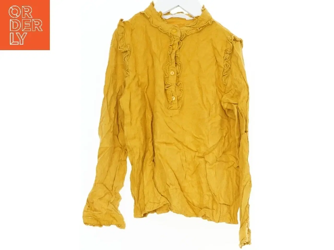 Billede 1 - Gul bluse med knapper og flæser fra H&M (str. 134)