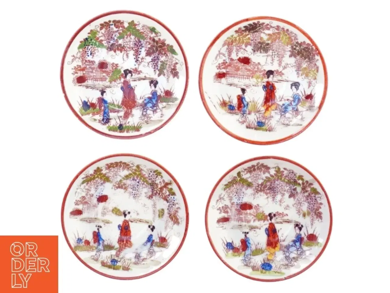 Billede 1 - Små tallerkener, med asiatisk motiv (str. 13 cm)