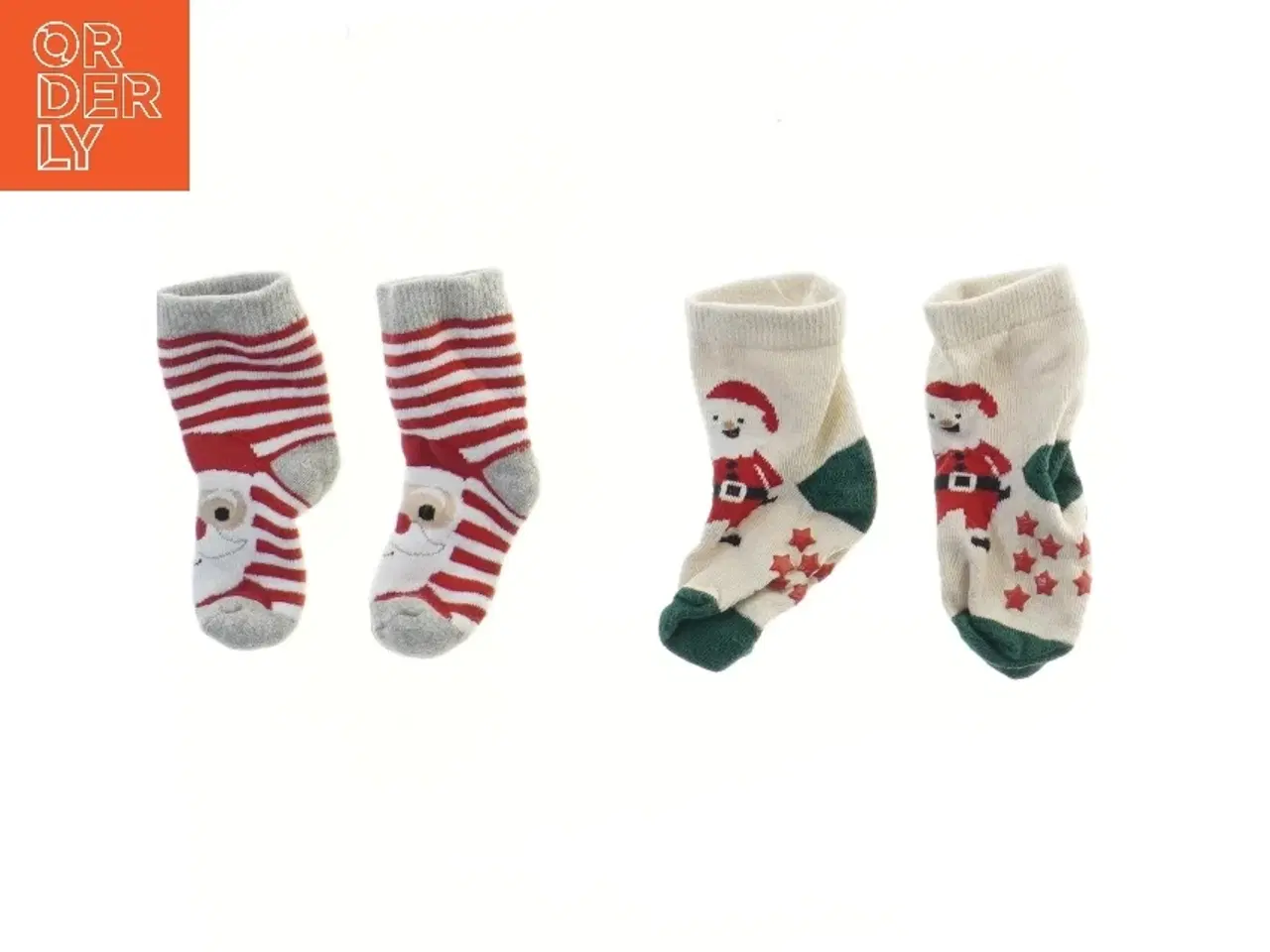 Billede 1 - Børnestrømper med julemotiver (str. 2 stk fod 11 cm)