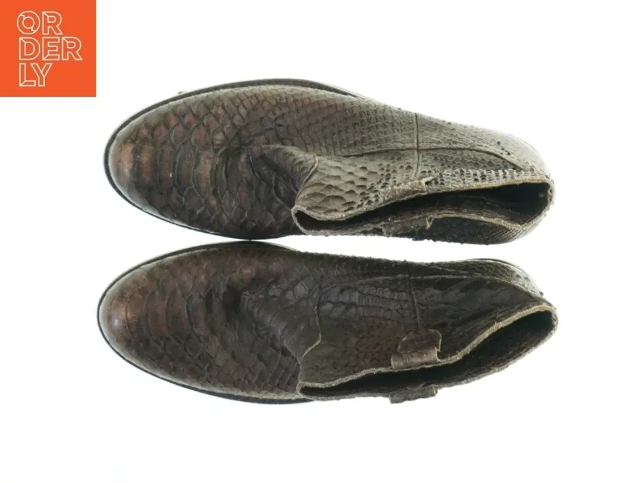 Billede 3 - Brune læderstøvler med krybdyr-mønster fra Bonpoint (str. 33 )