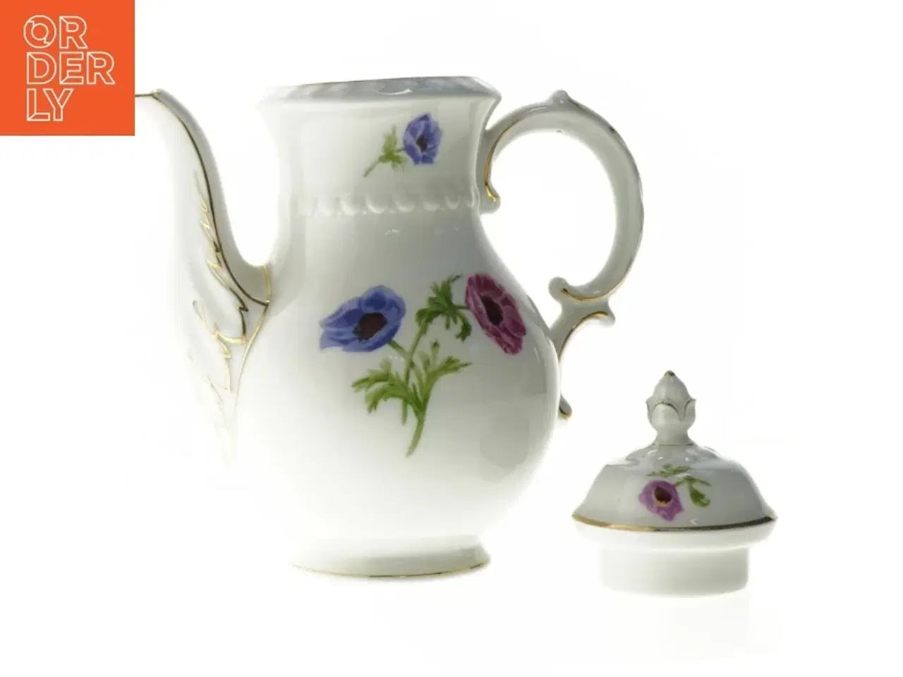 Billede 4 - Porcelænskande/vase med blomstermotiv (str. 27 x 20 cm)