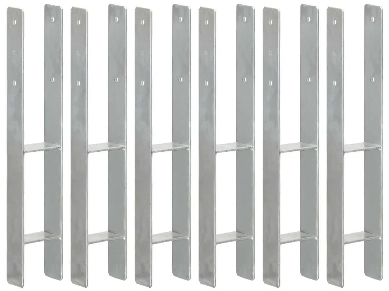 Billede 1 - Hegnspløkker 6 stk. 9x6x60 cm galvaniseret stål sølvfarvet