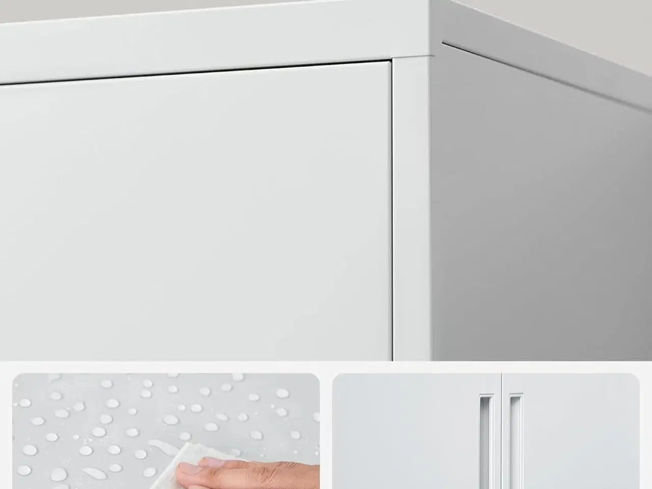 Billede 6 - Opbevaringsskab stål låsbart, 2 døre, grå, med hylder 80×90×40 cm