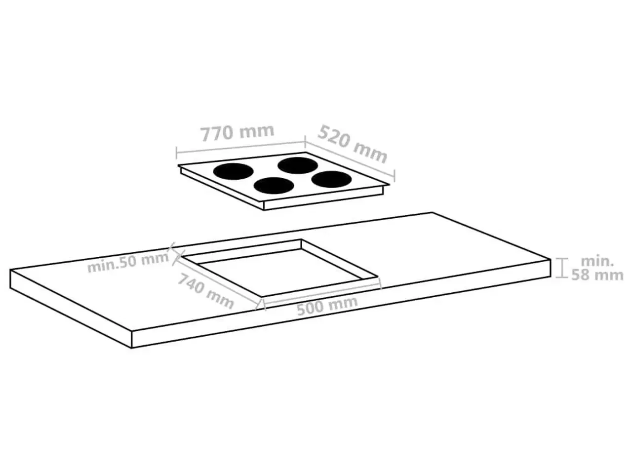 Billede 4 - Induktionskogeplade med 4 zoner Touch Control 7000 W 77 cm glas