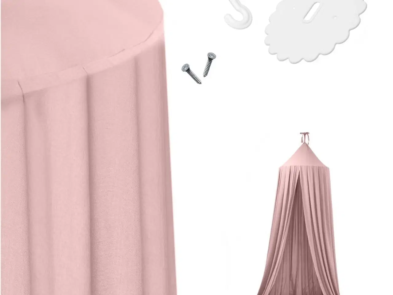 Billede 2 - Hængende sengehimmel/tipi-baldakin – lyserød, Ø 70 cm, længde 290 cm