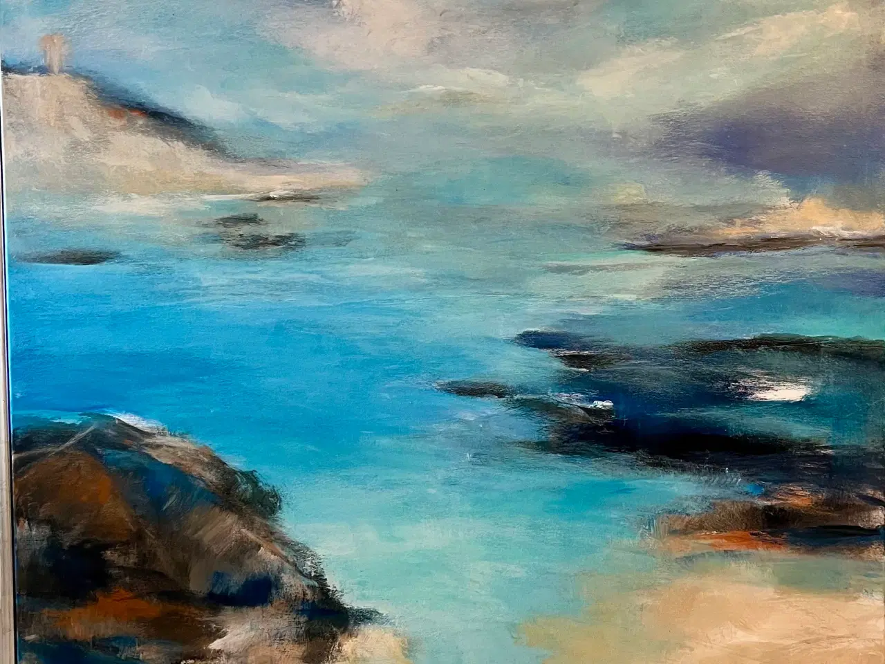 Billede 1 - Halvabstrakt landskab  100x100 med ramme