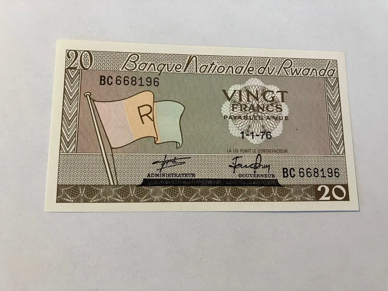 Billede 1 - 20 Francs Rwanda 1976