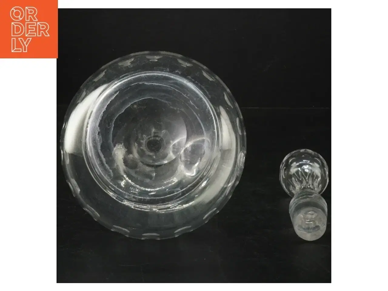 Billede 2 - Gennemsigtig glaskande med prop (str. 15 cm i diameter. 23 cm uden låg)