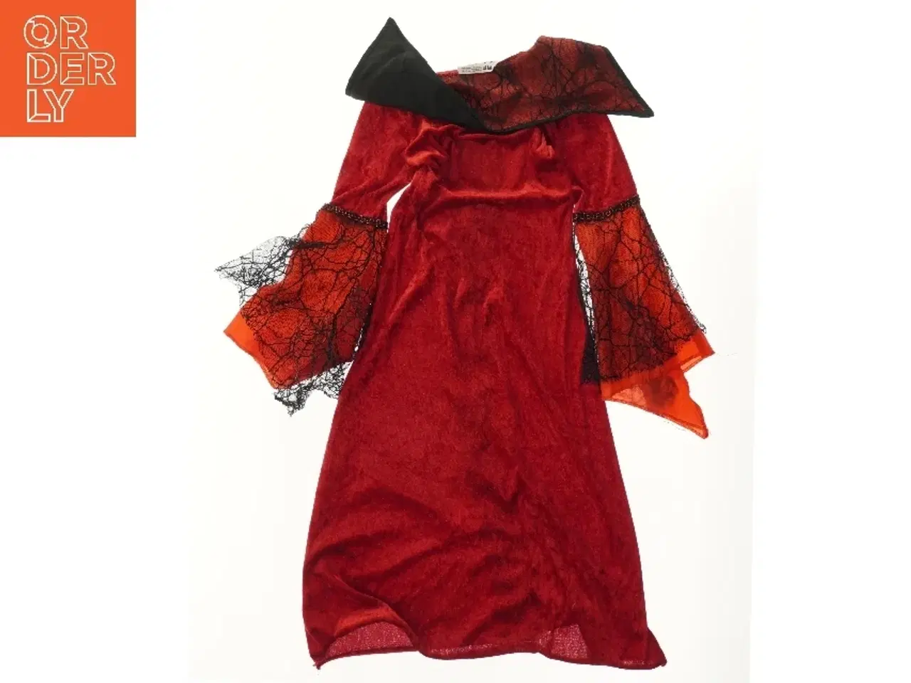 Billede 2 - Rød udklædningskjole med spindelvæv (str. 128)