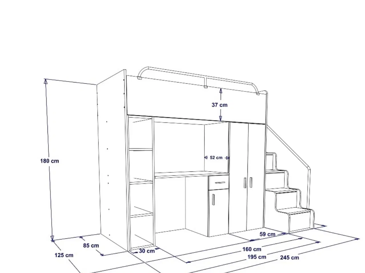Billede 1 - Børnemøbel med seng, skab og skrivebord 