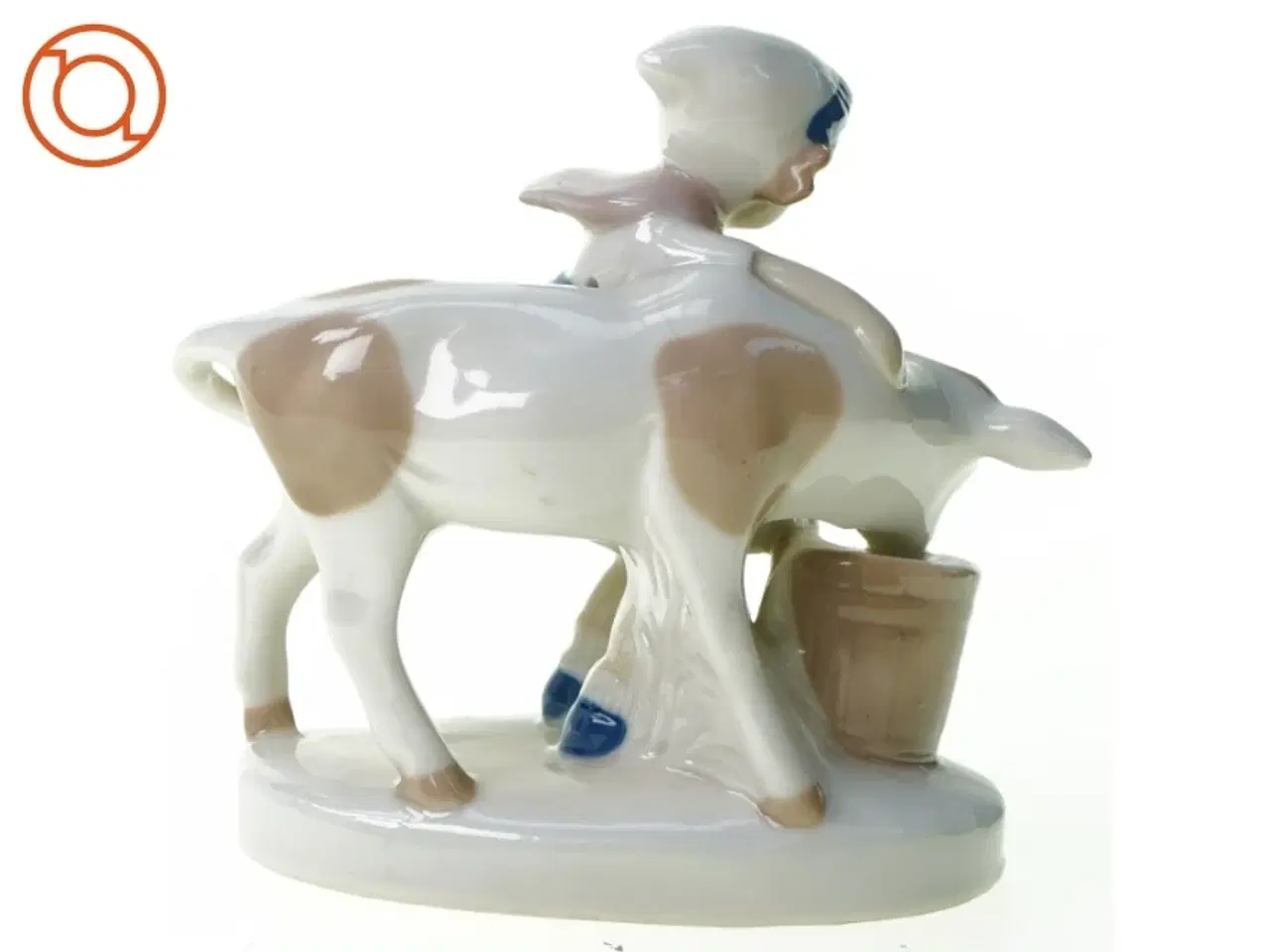 Billede 4 - Malke pige i porcelæn (str. 11 x 6 x 13 cm)