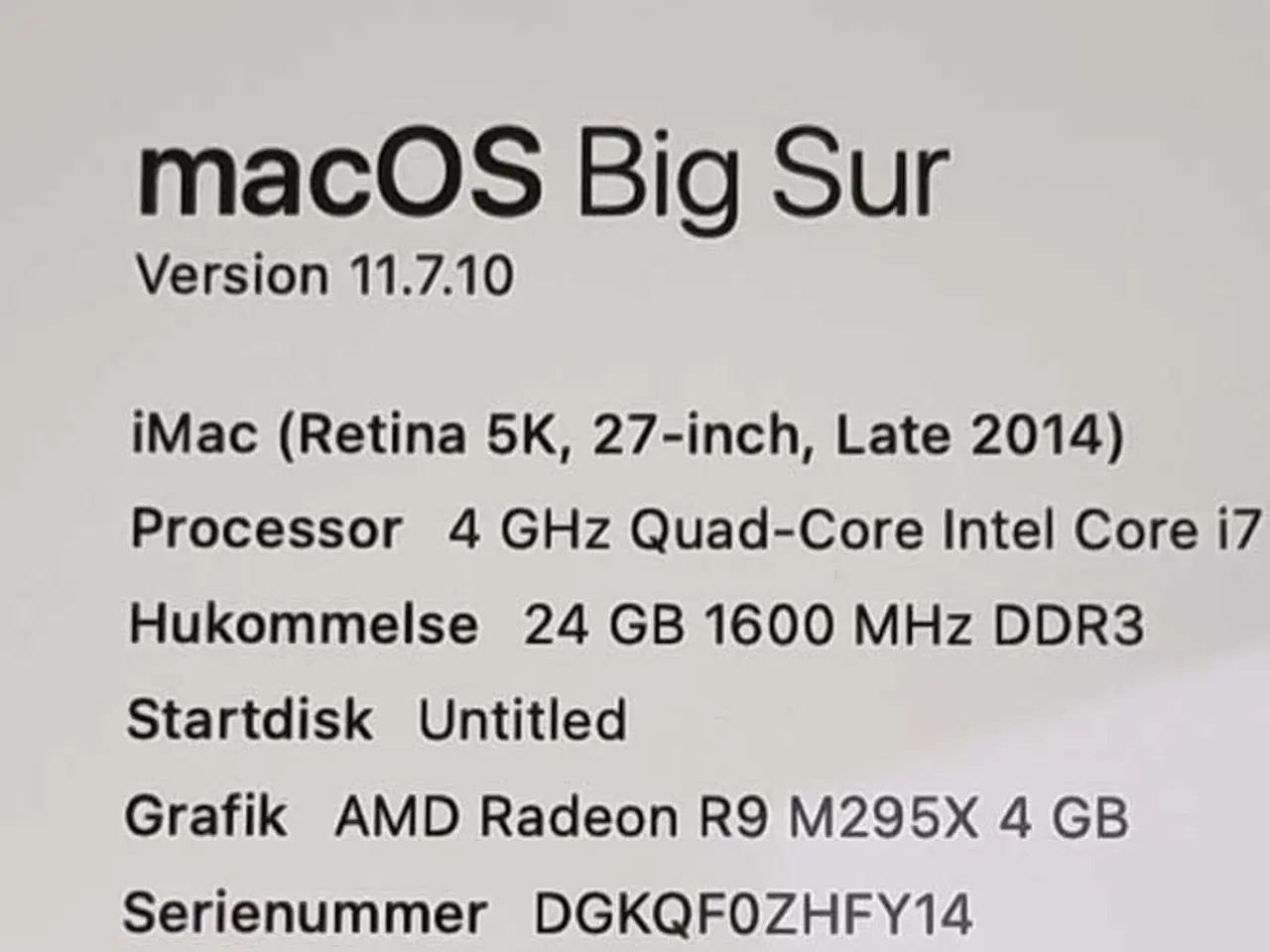 Billede 5 - 27" iMac 2014, i7, 1.000 GB, 24 GB, 4 GB GFX, Aalb