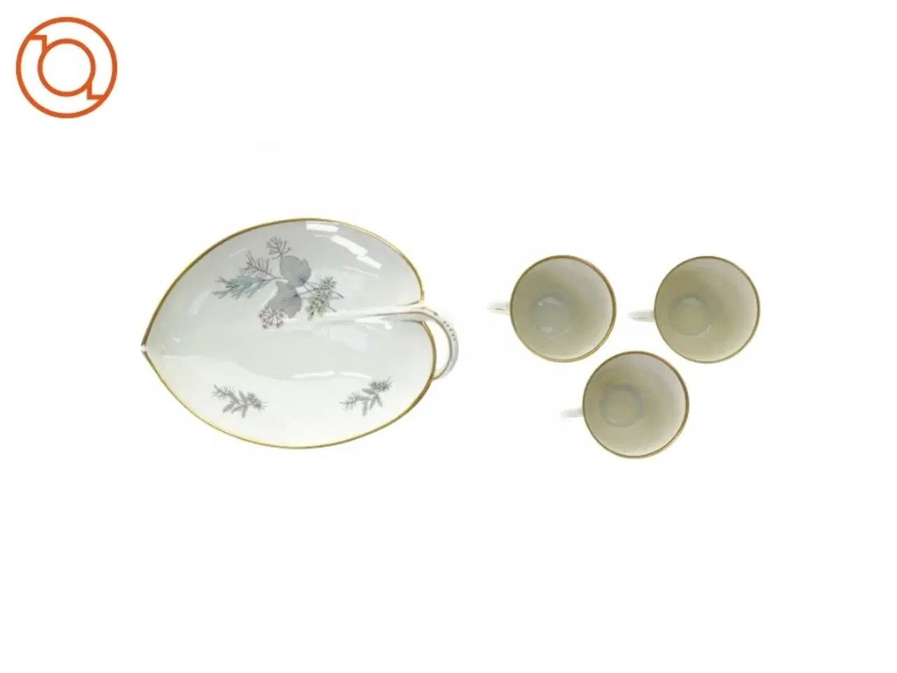 Billede 3 - Fad og kaffekopper fra Kjøbenhavns Porcellains Maleri (str. Fad 25 x 18 x 4 cm t kop 8 x 6 cm)