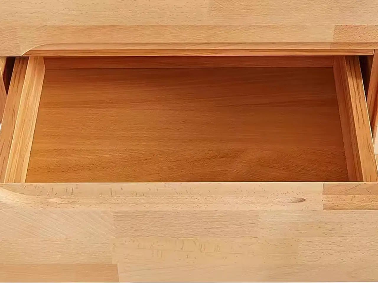 Billede 5 - Vitrineskab i bøgetræ med glaslåger og skuffer