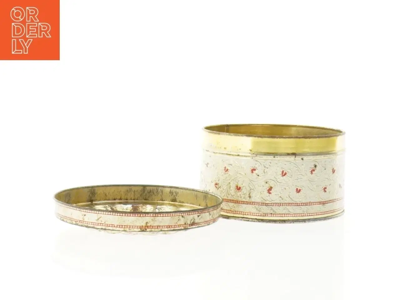 Billede 6 - Vintage Rund Kagedåse med relief låg (str. 14 x 8 cm)