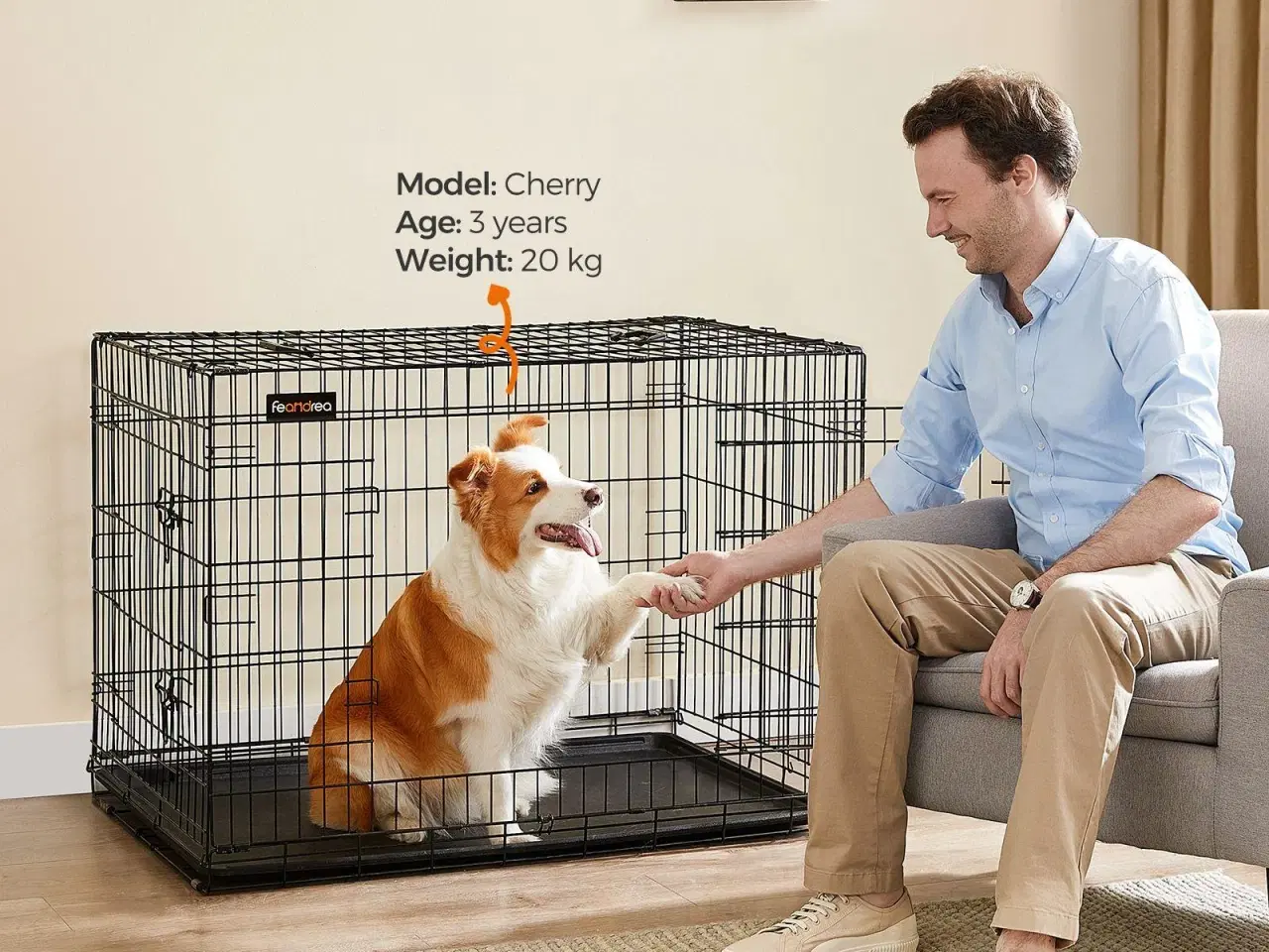 Billede 2 - Foldbart hundebur, XL 107 cm med 2 døre – sort (PPD42H)