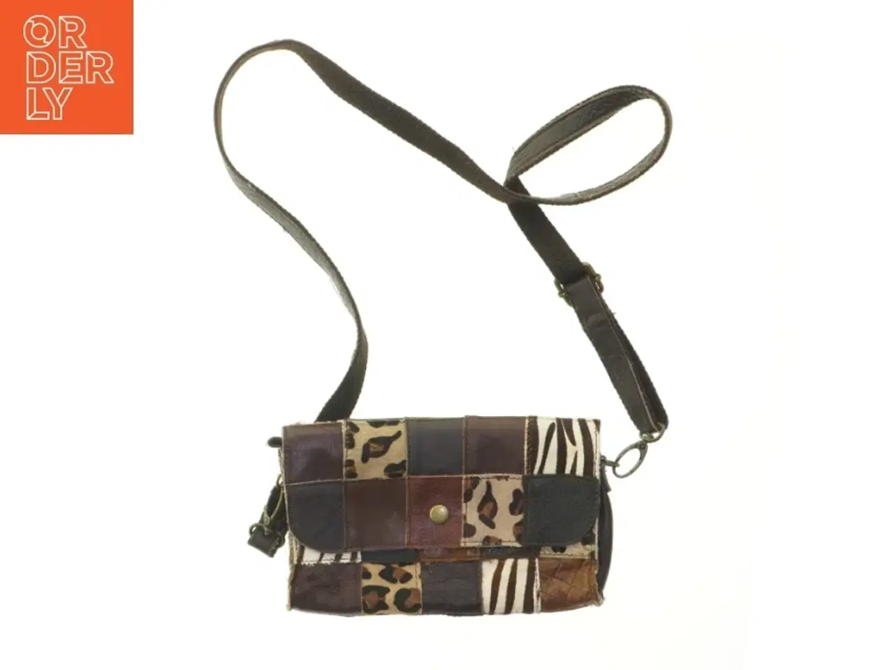 Billede 1 - Patchwork læder skuldertaske (str. 21x13 cm)