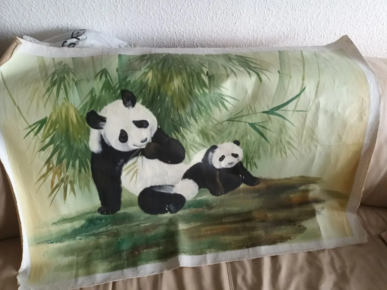 Billede 1 - Flot Stort Maleri af 2 Pandaerpå lærred