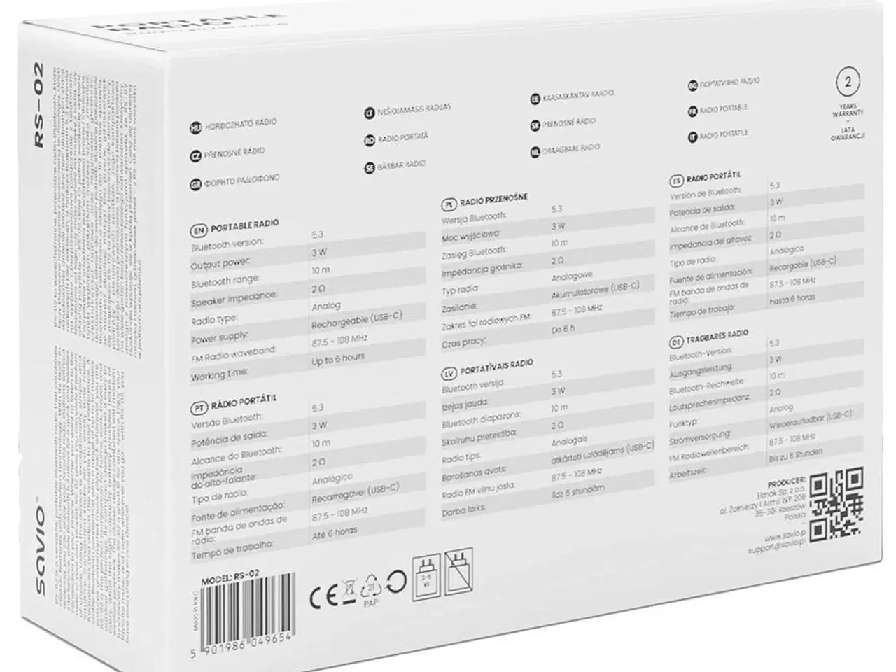 Billede 7 - Radio med Bluetooth - Savio RS-02, hvid