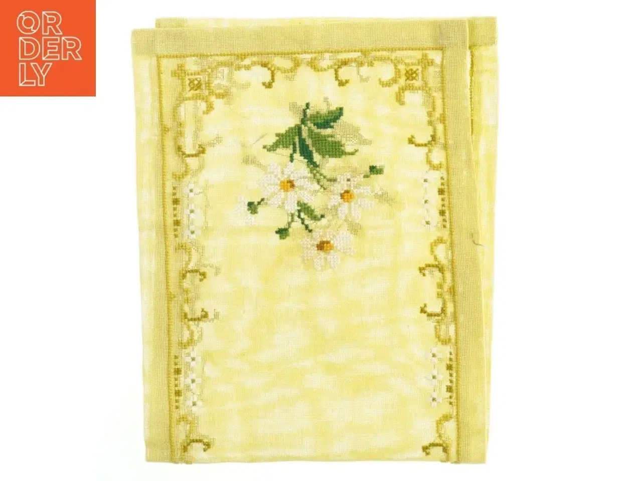 Billede 1 - Broderet gul bordløber (str. 22x57 cm)