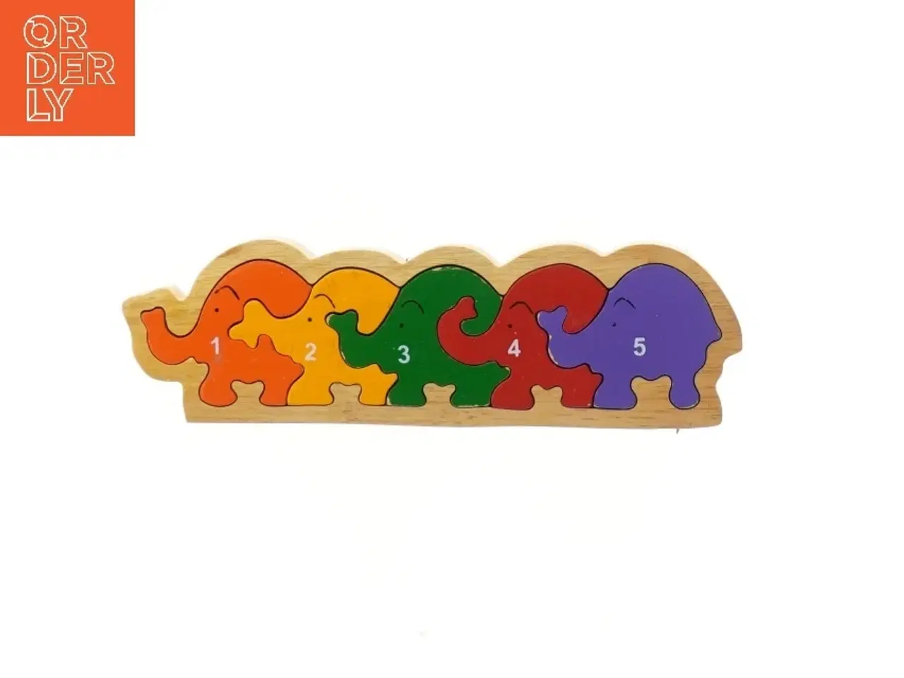 Billede 1 - Træpuslespil med elefanter (str. 7,5x24 cm)