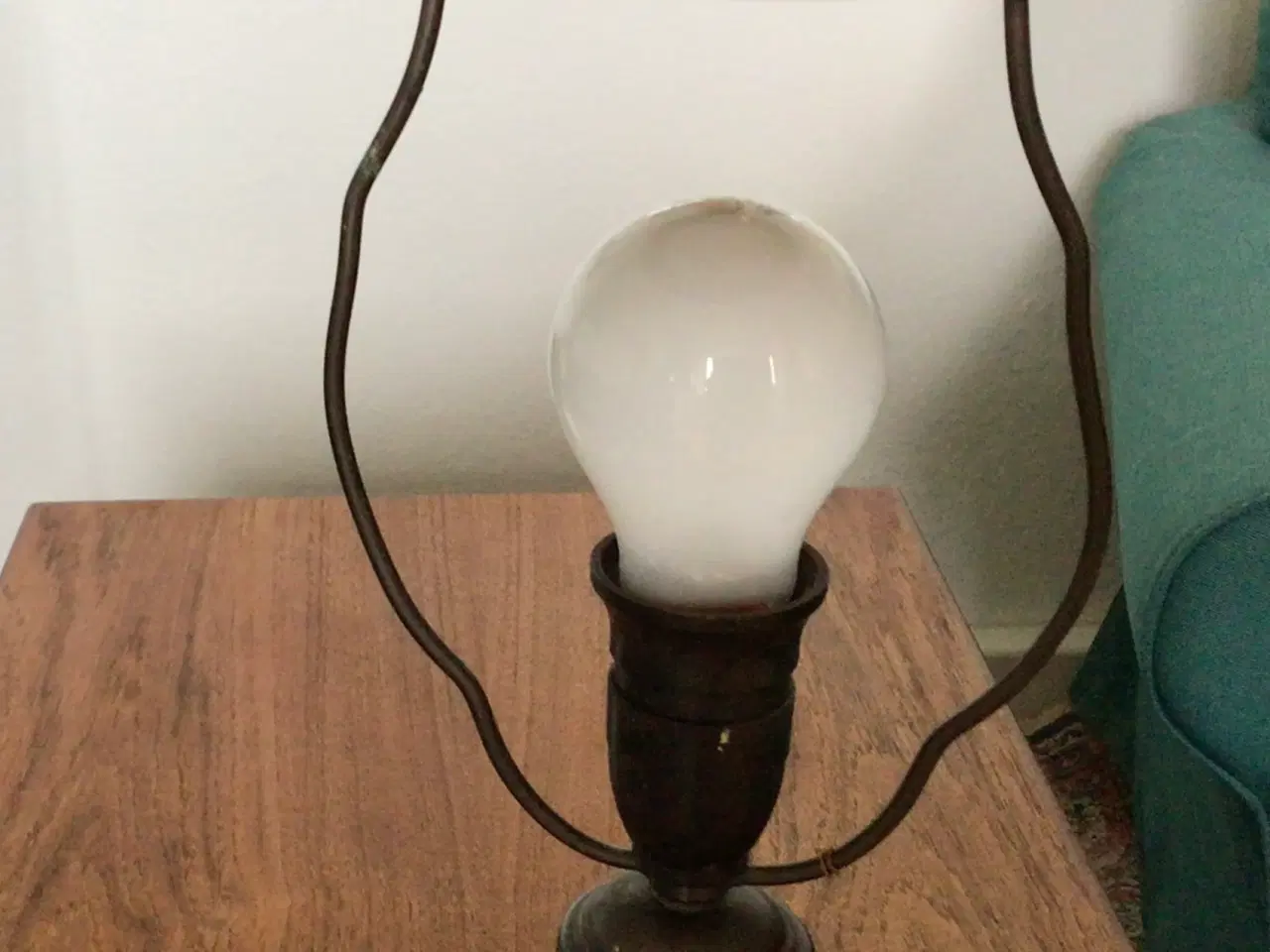 Billede 2 - Lampe i porcelæn, retro, mintfarvet