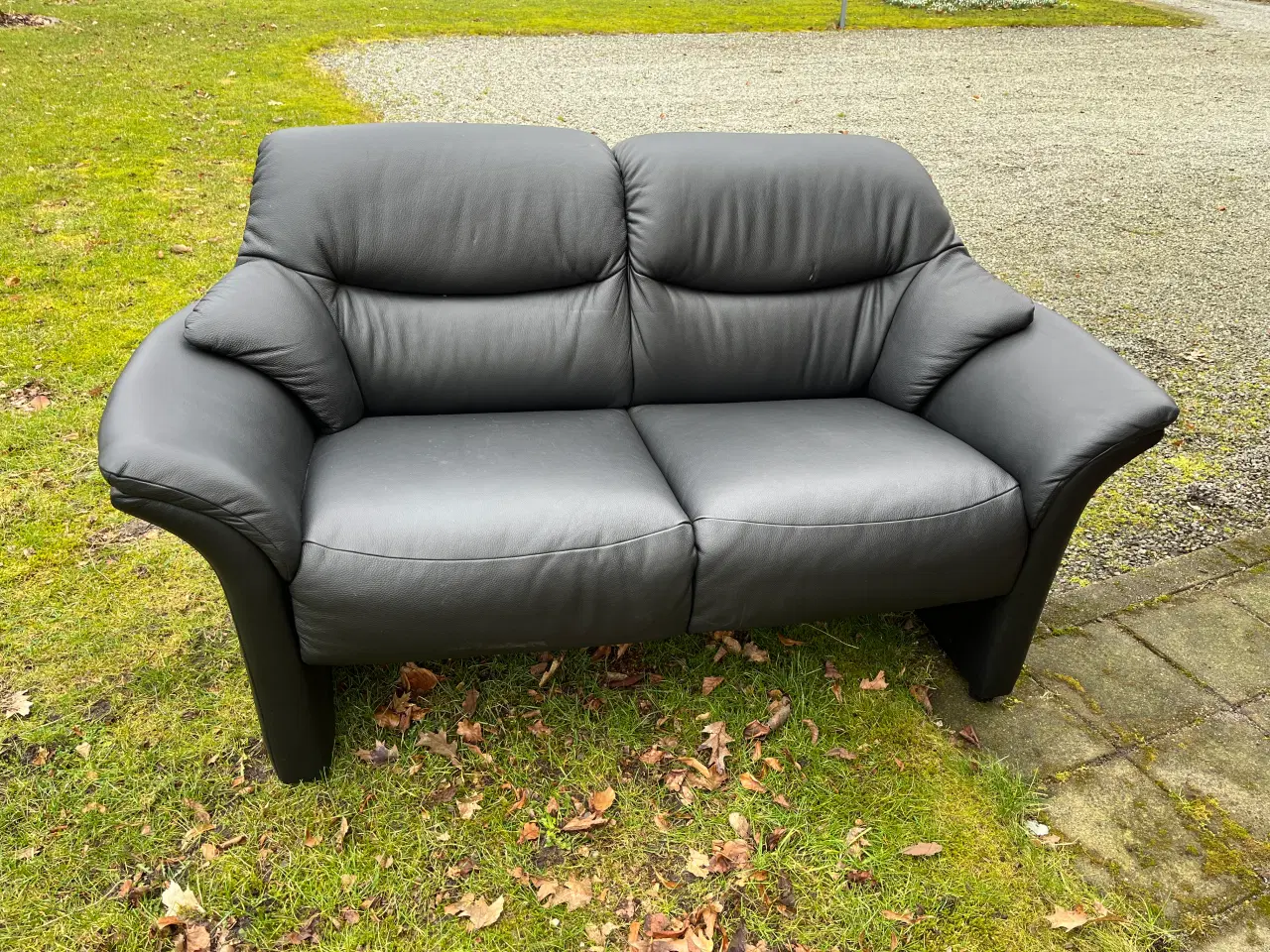Billede 1 - Sort læder sofa fra