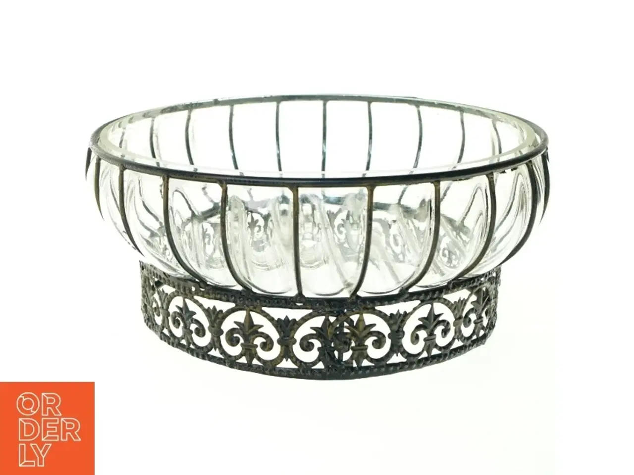 Billede 1 - Skål af Glas støbt i metal ramme (str. 30 x 13 cm)