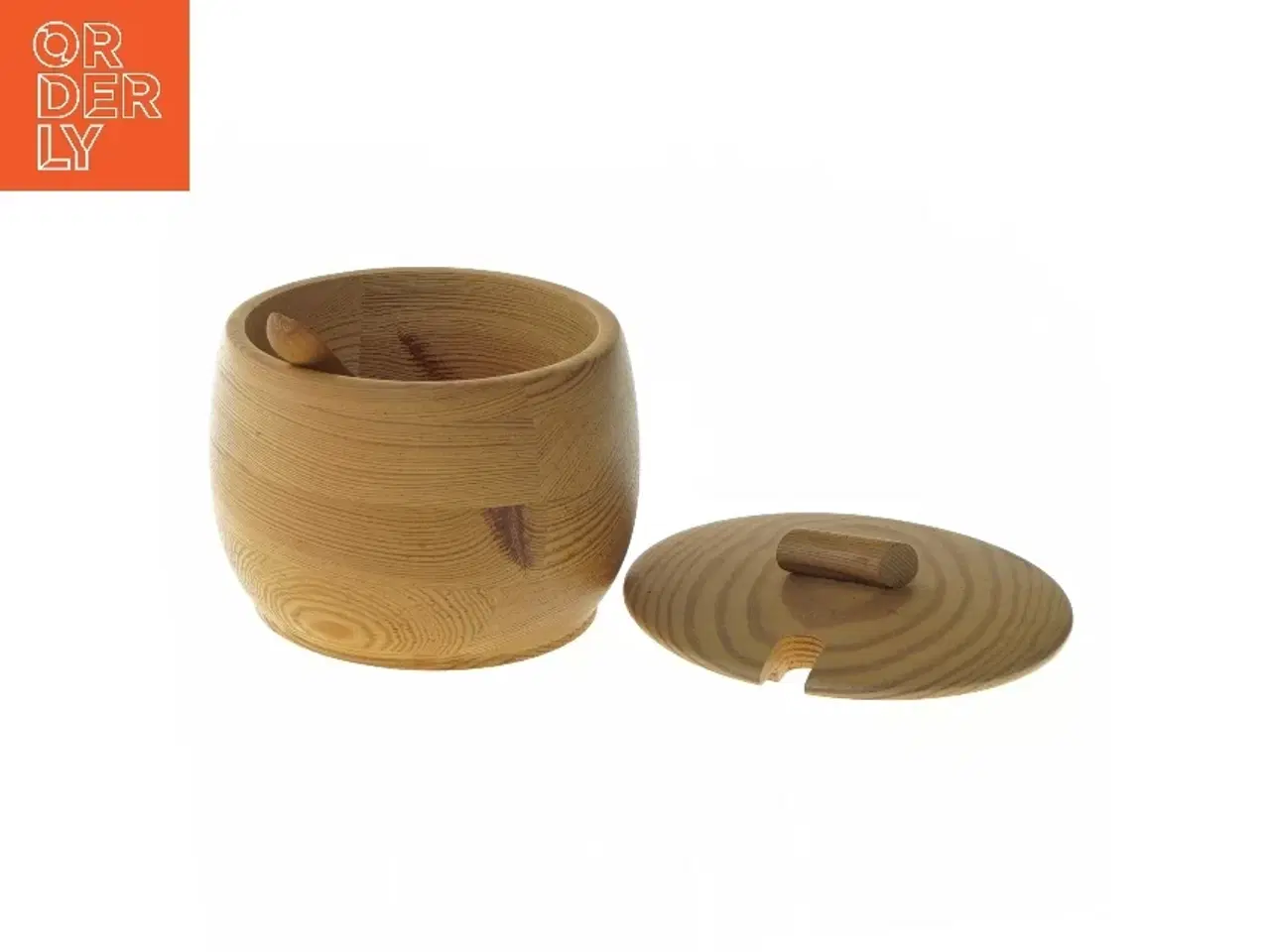 Billede 5 - Stort Saltkar i træ med ske, flot stand (str. Ø 11 cm)