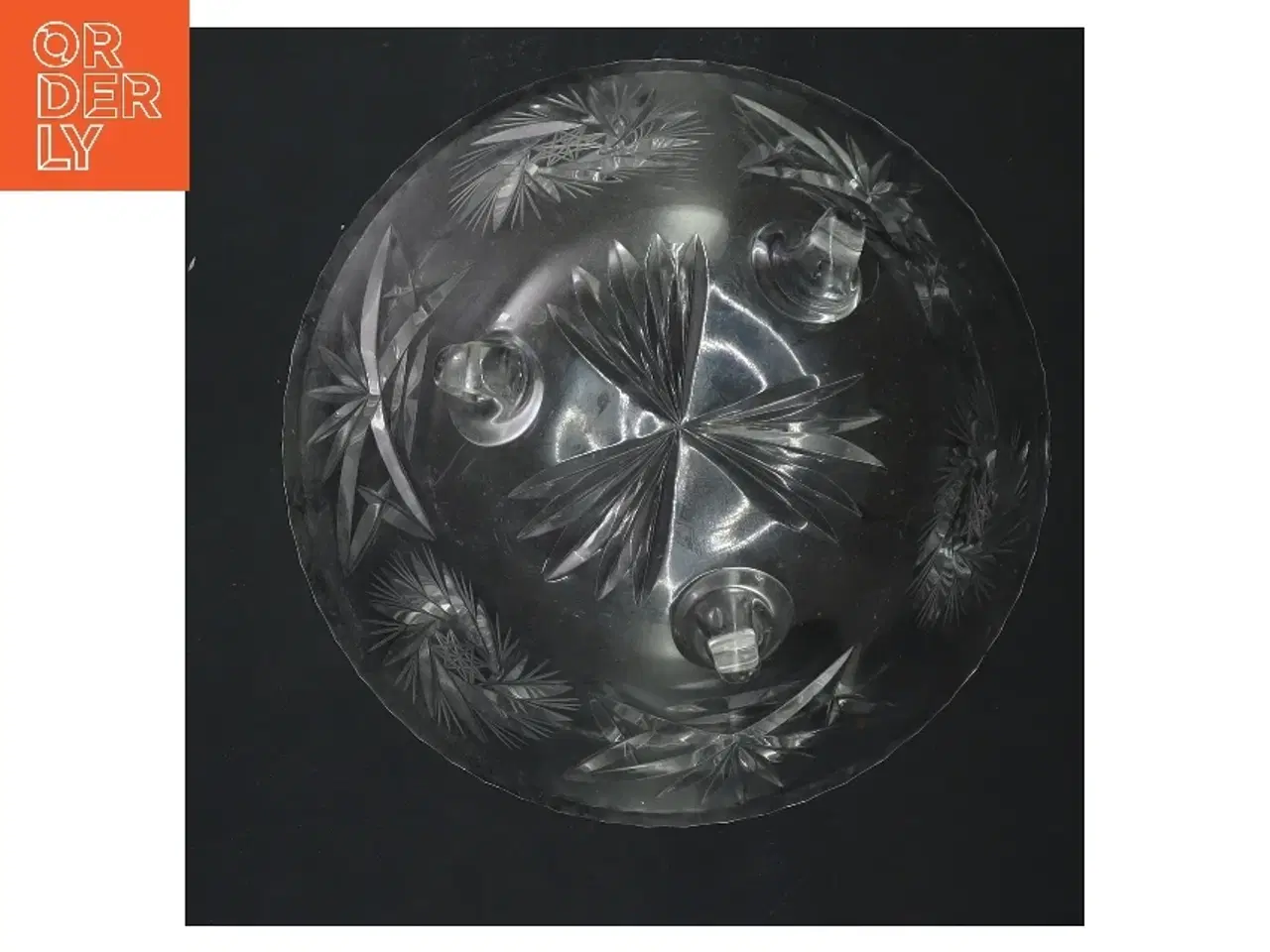 Billede 3 - Glas skål med mønster og ben (str. Ø 17,5 cm)