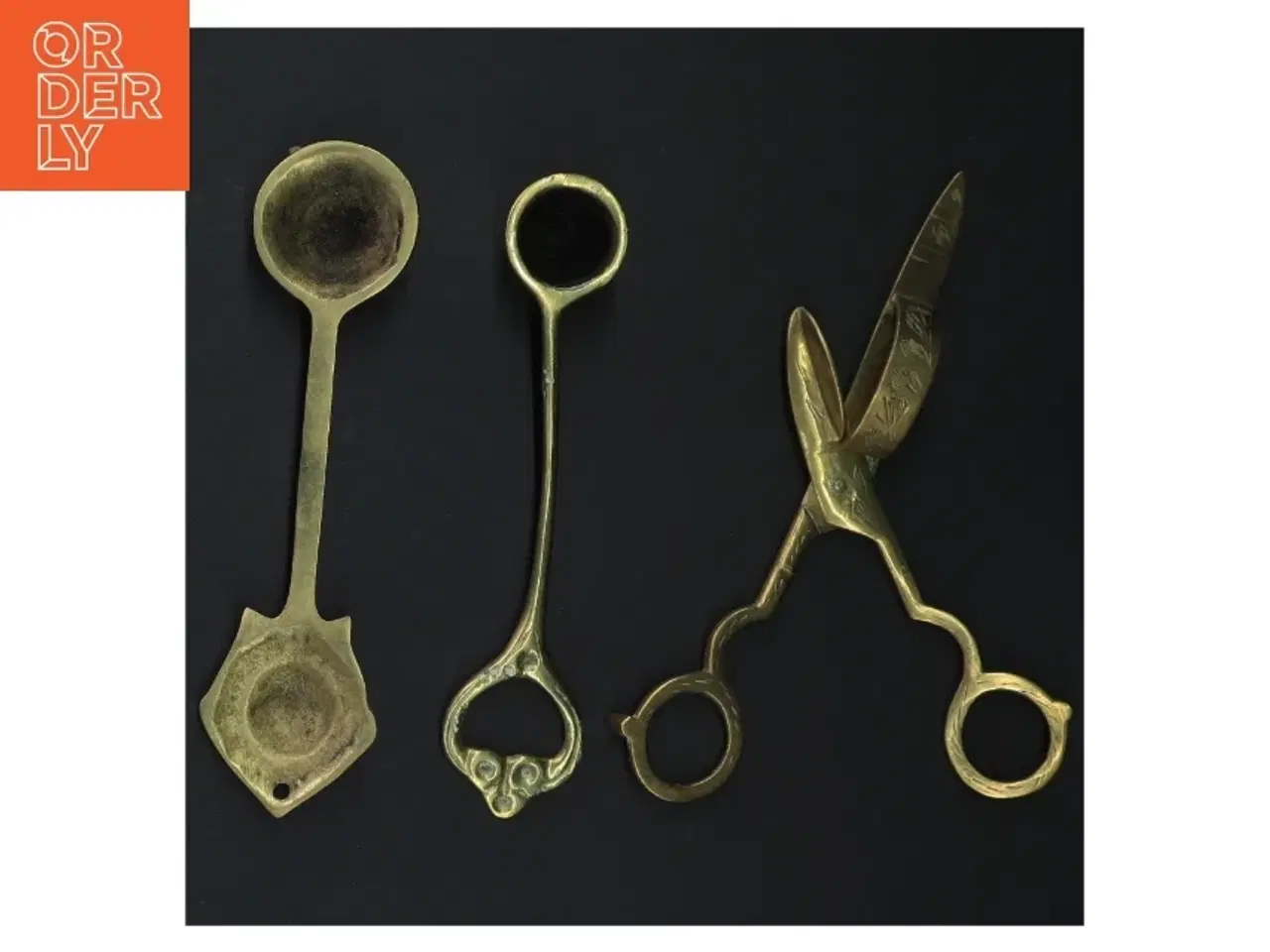 Billede 3 - Antikke messing lys slukkere og saks (str. 16 cm. 3 styk)