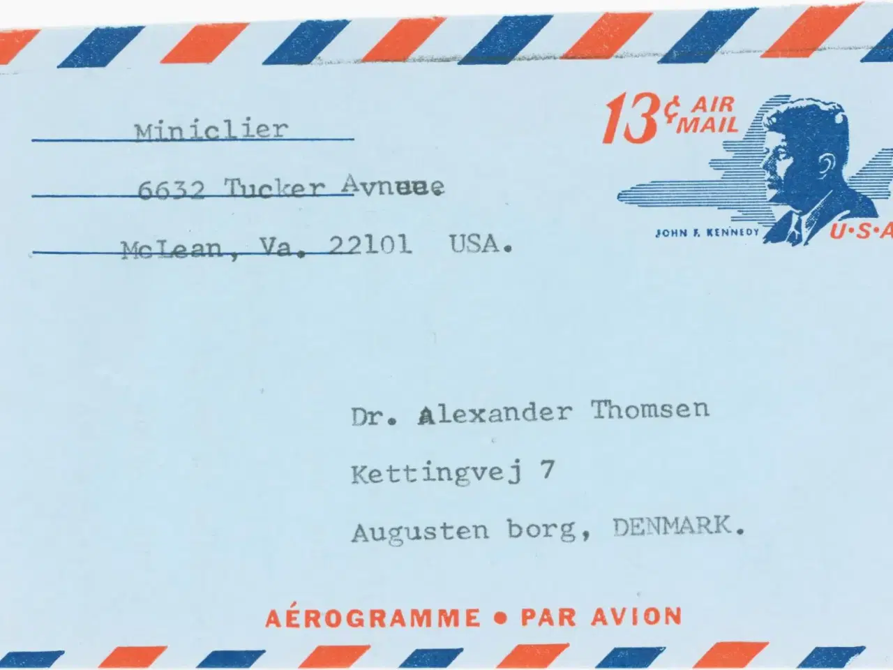 Billede 1 - Aerogram fra USA, 1969