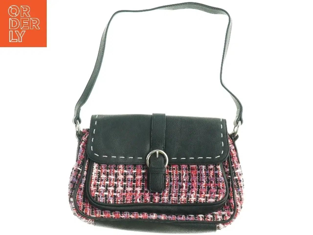 Billede 1 - Skuldertaske med læderdetaljer fra Jago (str. 32 x. 22 cm)