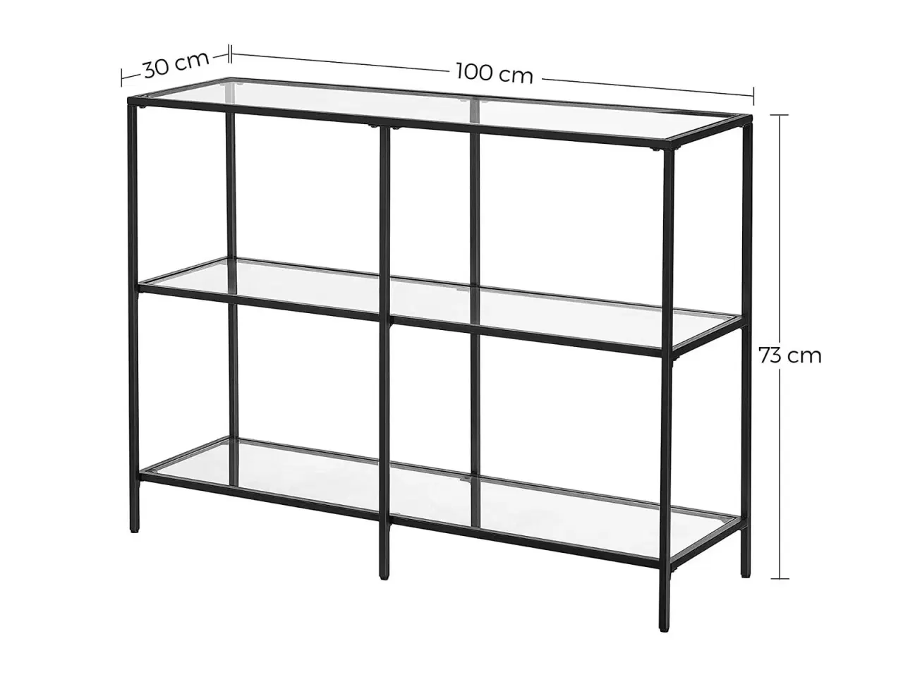 Billede 6 - Konsolbord sort stål og hærdet glas, 3 hylder, 30 × 100 × 73 cm