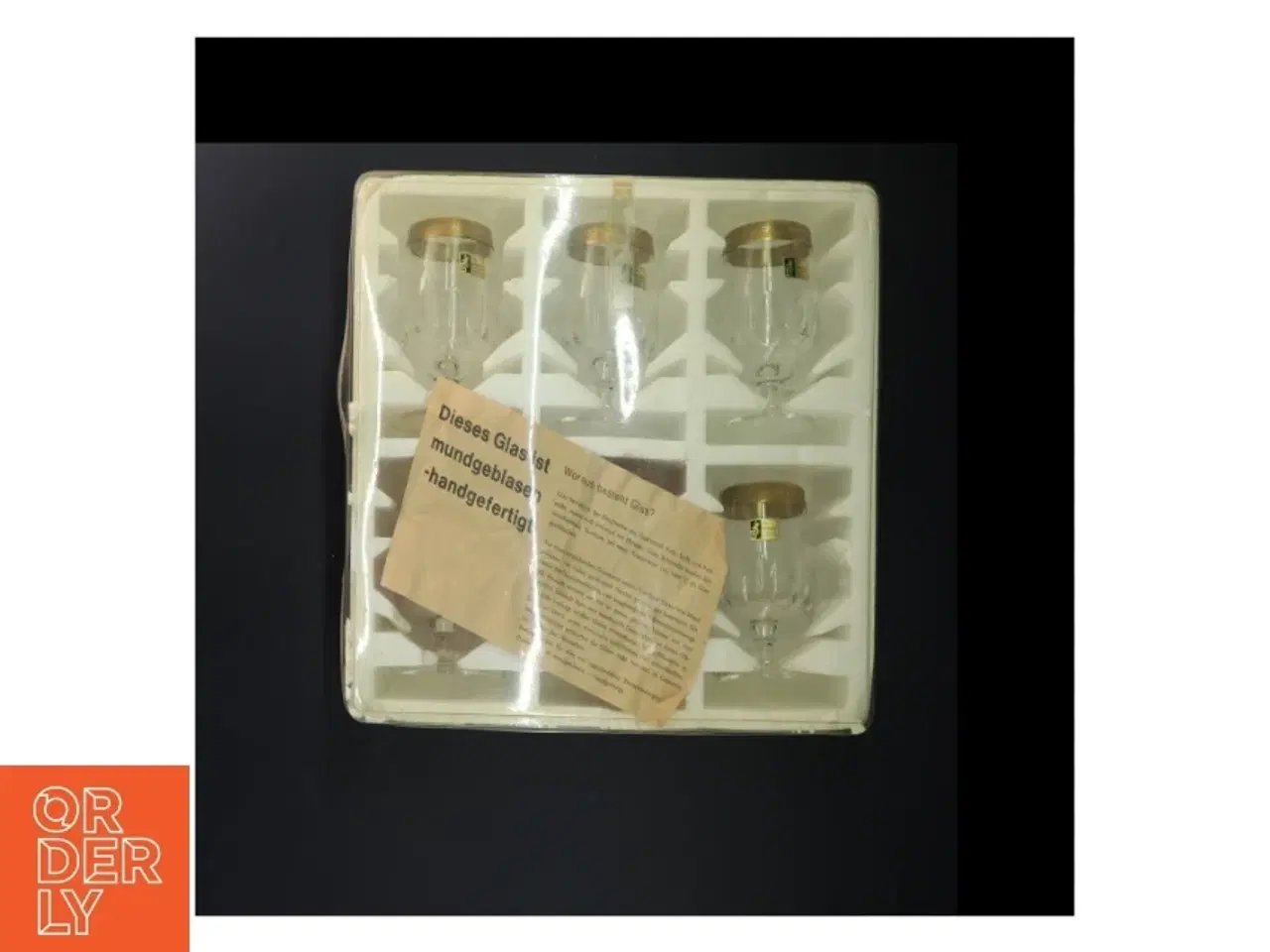 Billede 1 - Krystalglas med guldkant (str. 9 cm. 6 styk)