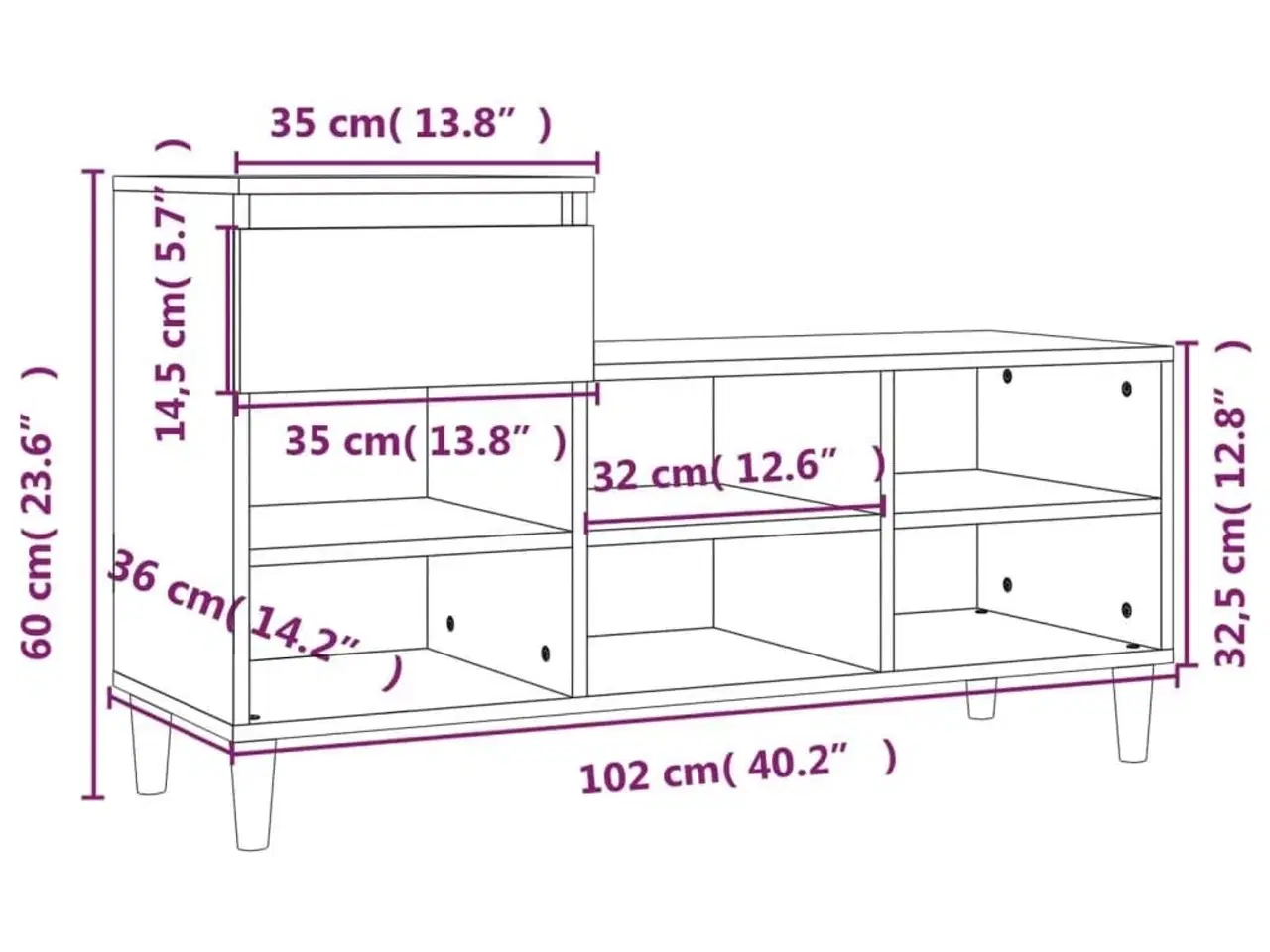 Billede 11 - Skoreol 102x36x60 cm konstrueret træ sonoma-eg