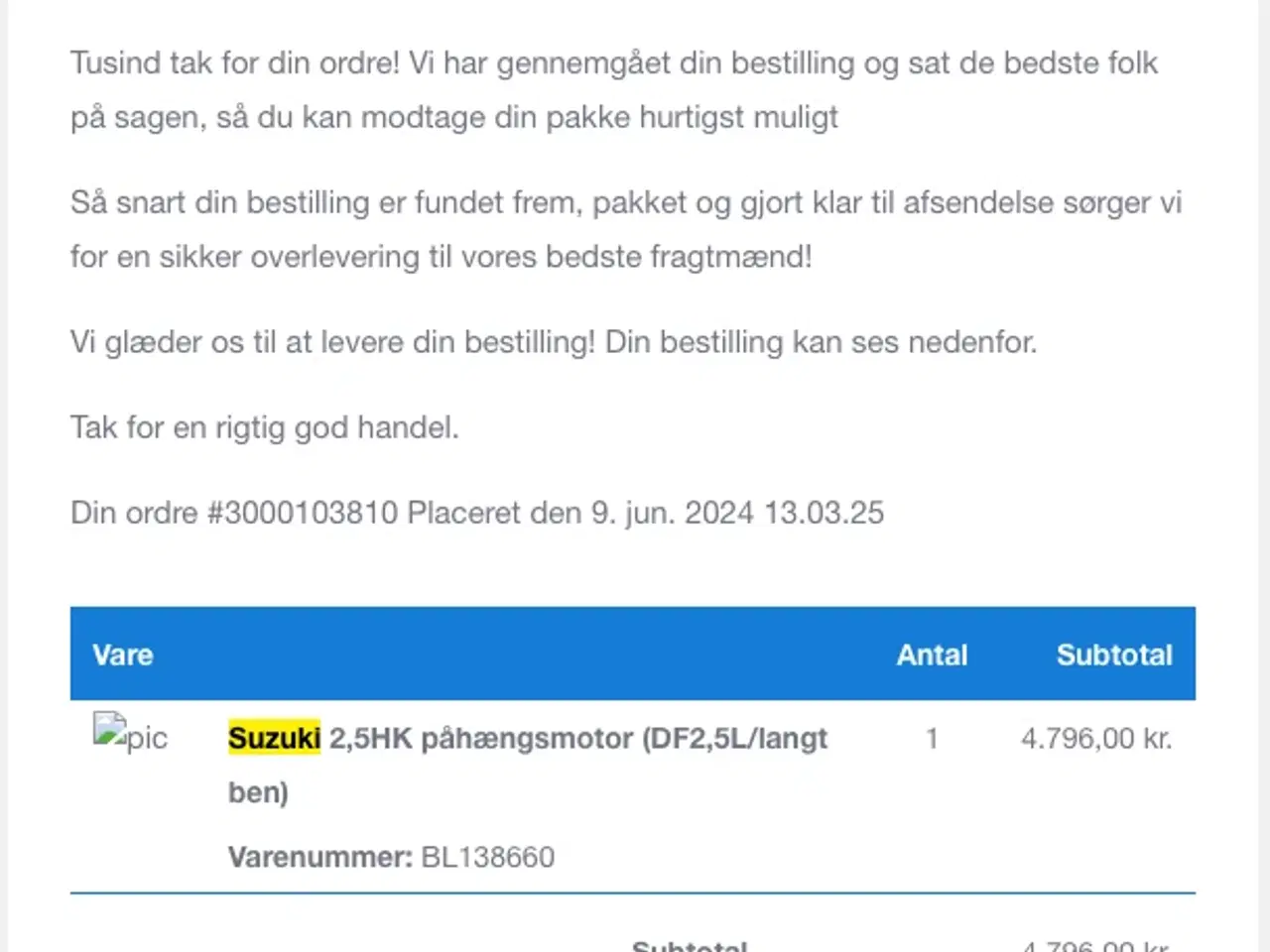 Billede 2 - Ubrugt Suzuki 2.5 HK påhængsmotor 