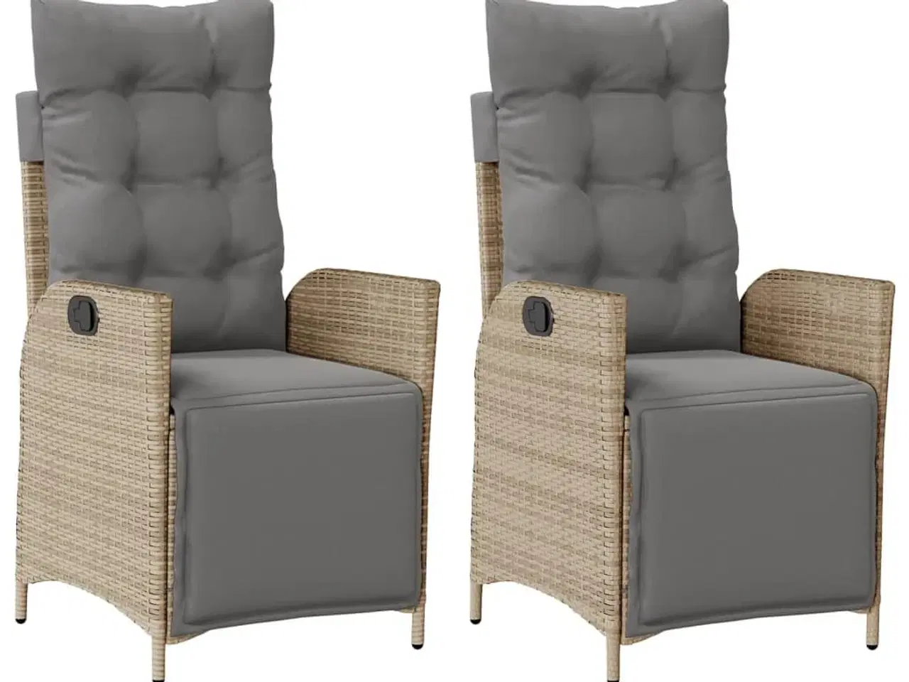 Billede 2 - Havestole 2 stk. lænefunktion og fodstøtte polyrattan beige